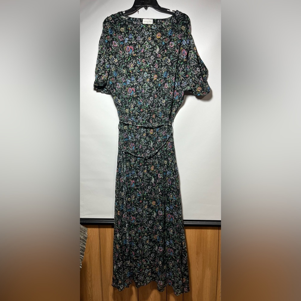 Megan Park green blue fall  maxi dress sz 1 silk